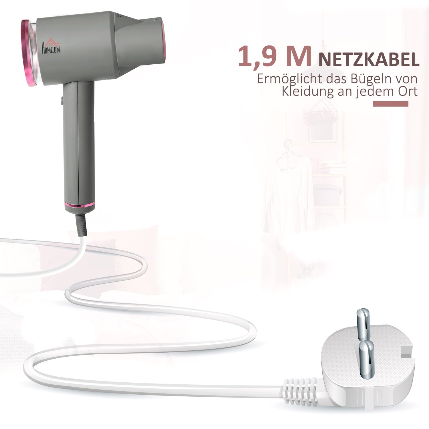 Opvouwbare kledingstomer, 160 ml watertank, 1520W
