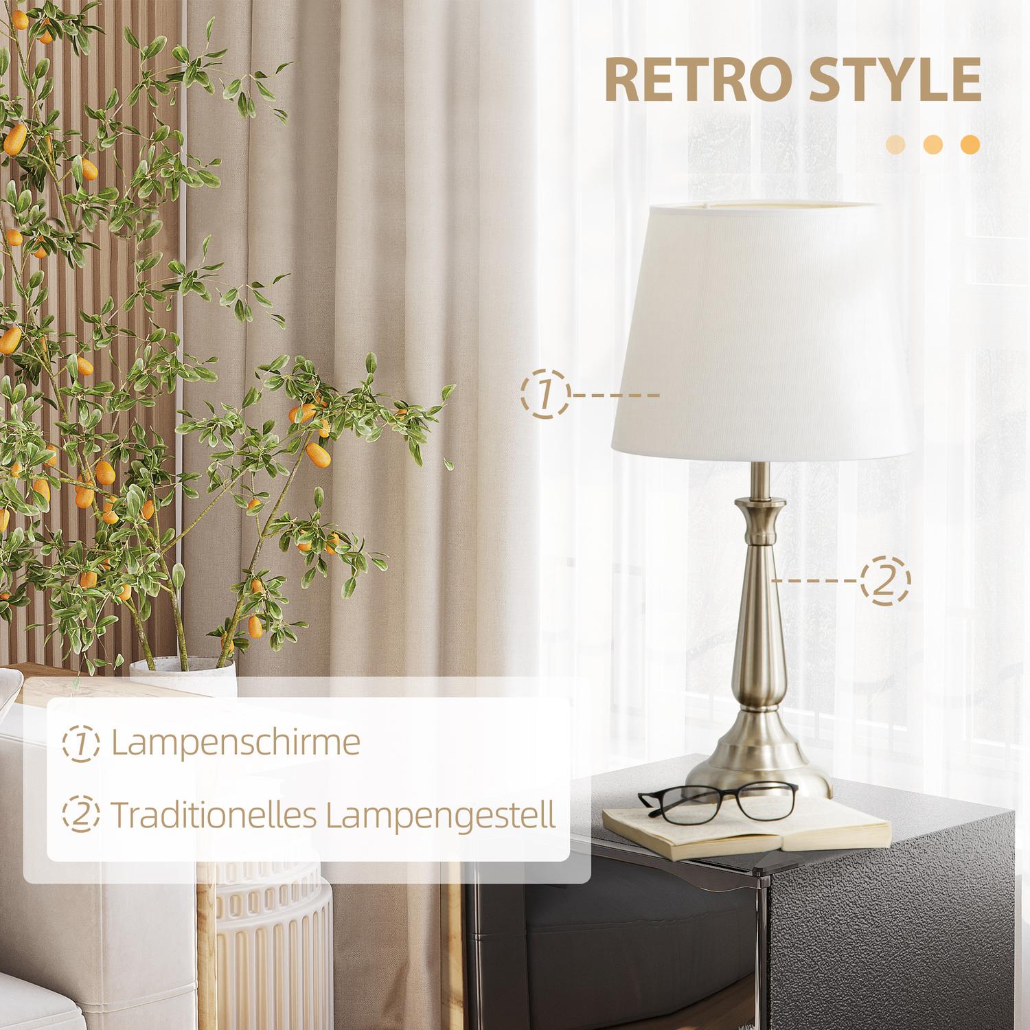 Vintage lampenset met 3 – 2 tafel-, 1 vloerlamp, E27 fitting
