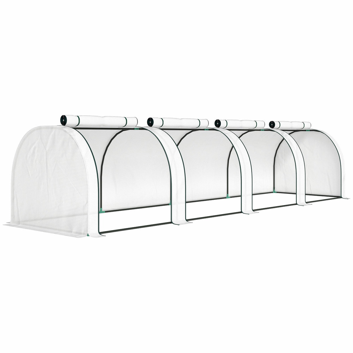 Winterbestendige kas met oprolbare deuren met rits, 395x100x80 cm