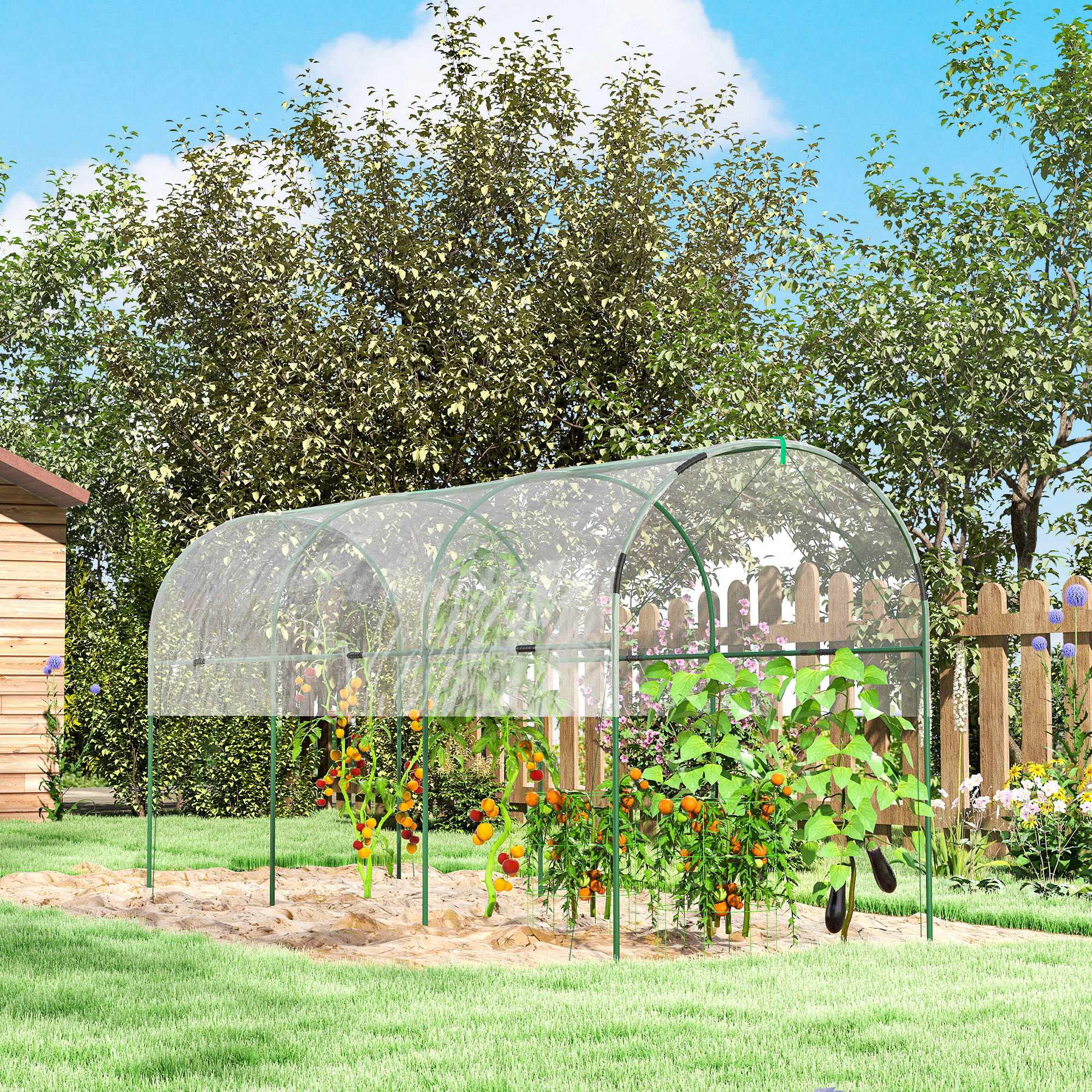 Vintersäkert växthus med välvt tak, 400x123x171 cm