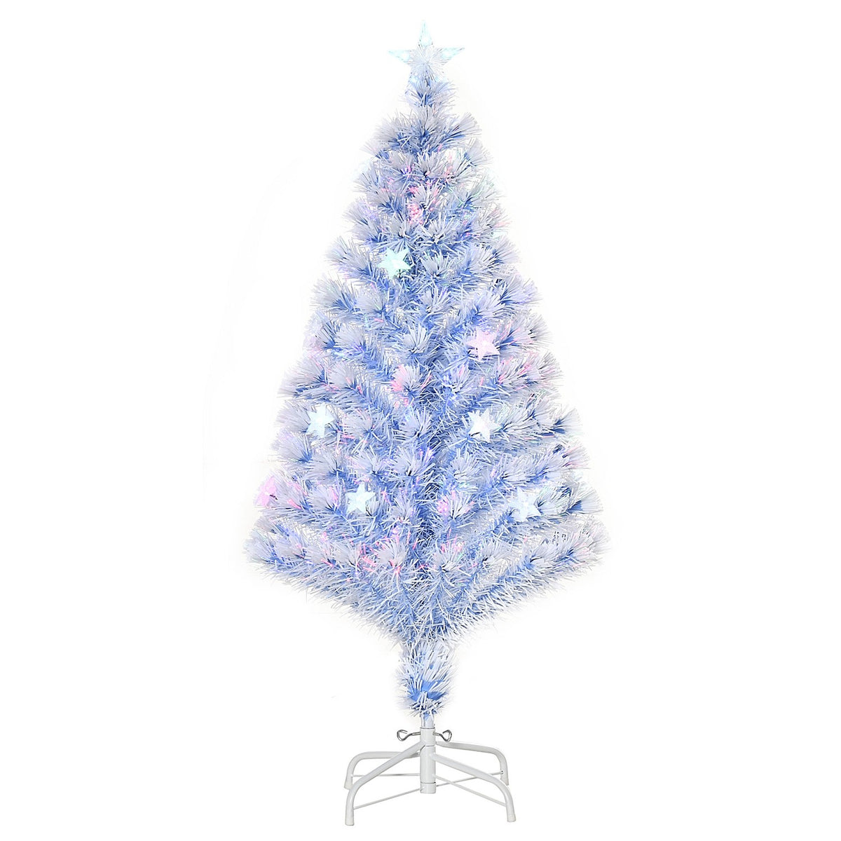 Witte & Blauwe Kerstboom, 120 cm, PVC met 3 LED-lampjes