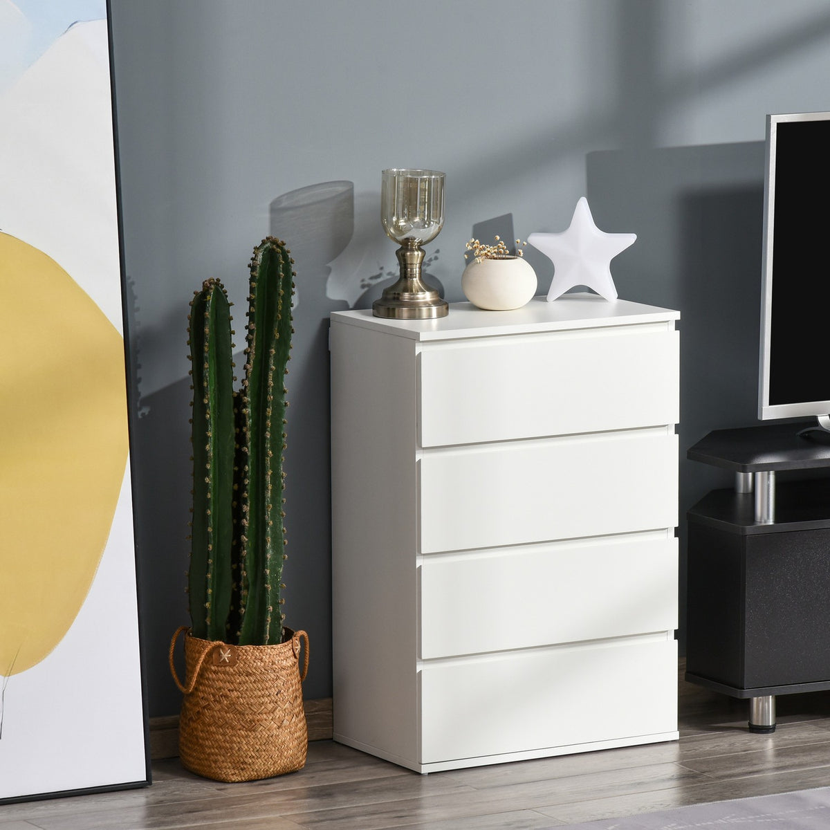 Witte commode - Dressoir met 4 laden met kantelbeveiliging