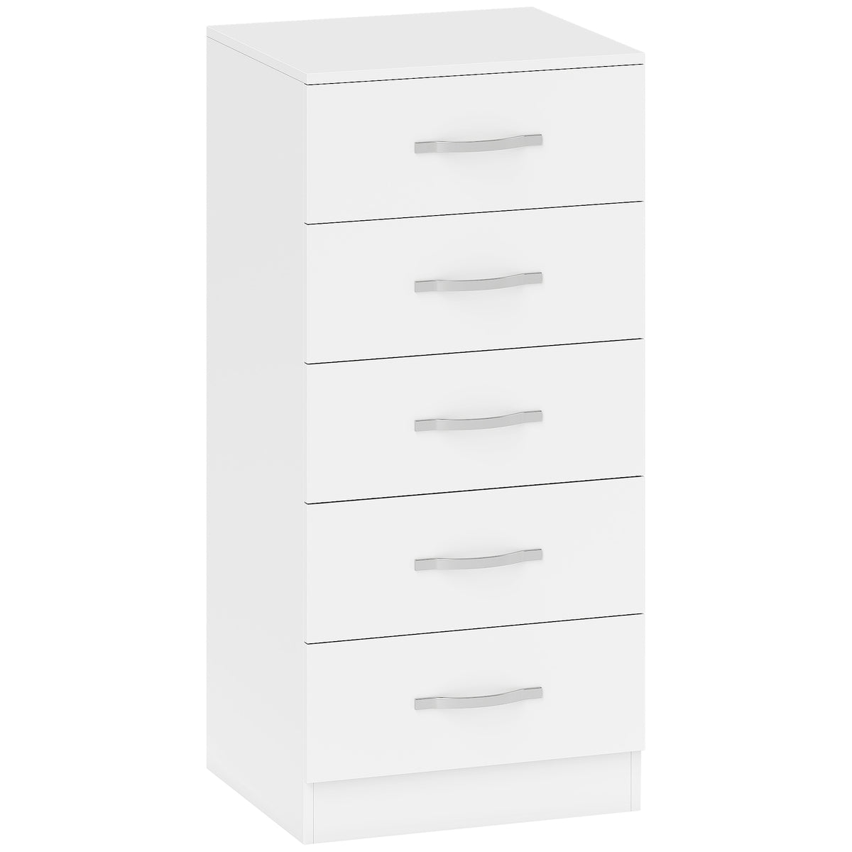 Witte ladekast met 5 laden, spaanplaat, ruimtebesparend ontwerp