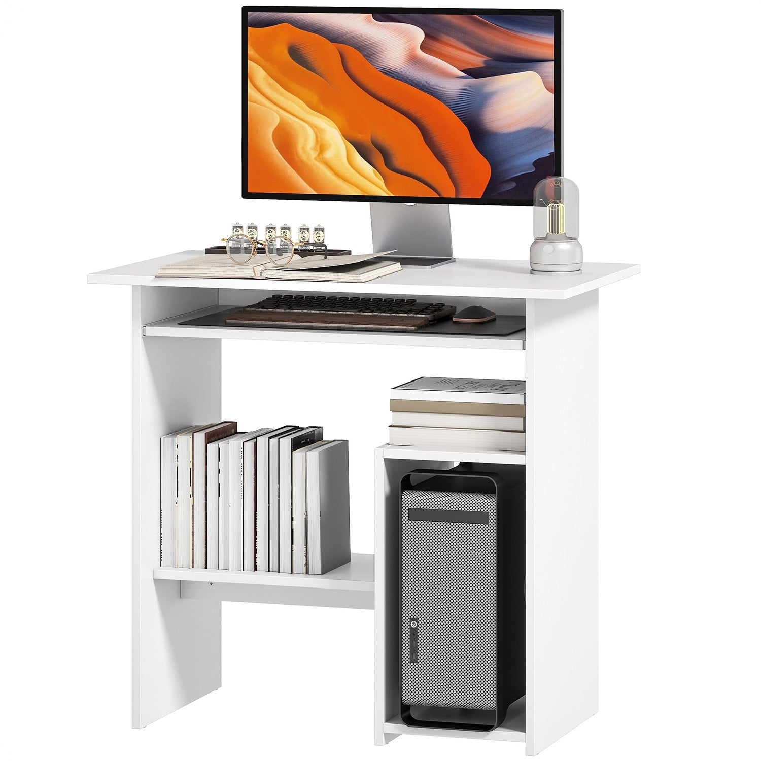 Wit computerbureau, spaanplaat, 80 x 45 x 75 cm