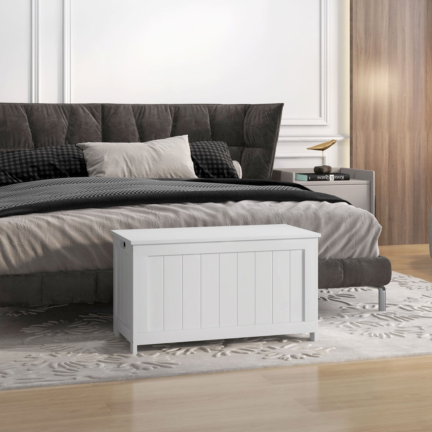 Witte opbergdoos met deksel en handvat – 81x40x46 cm