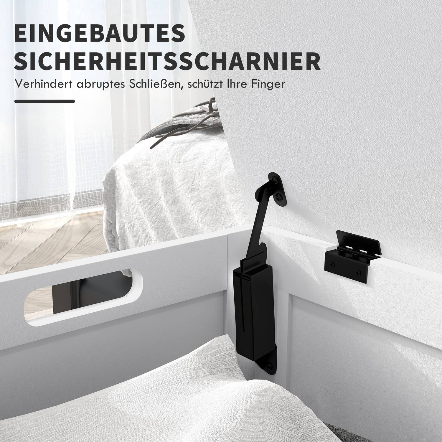 Witte opbergdoos met deksel en handvat – 81x40x46 cm