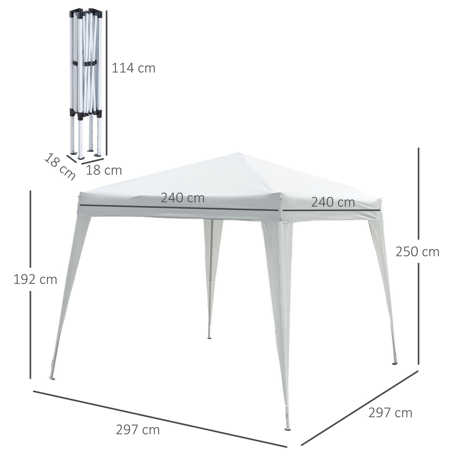 Wit opvouwbaar paviljoentent van staal met draagtas, 2,4x2,4M