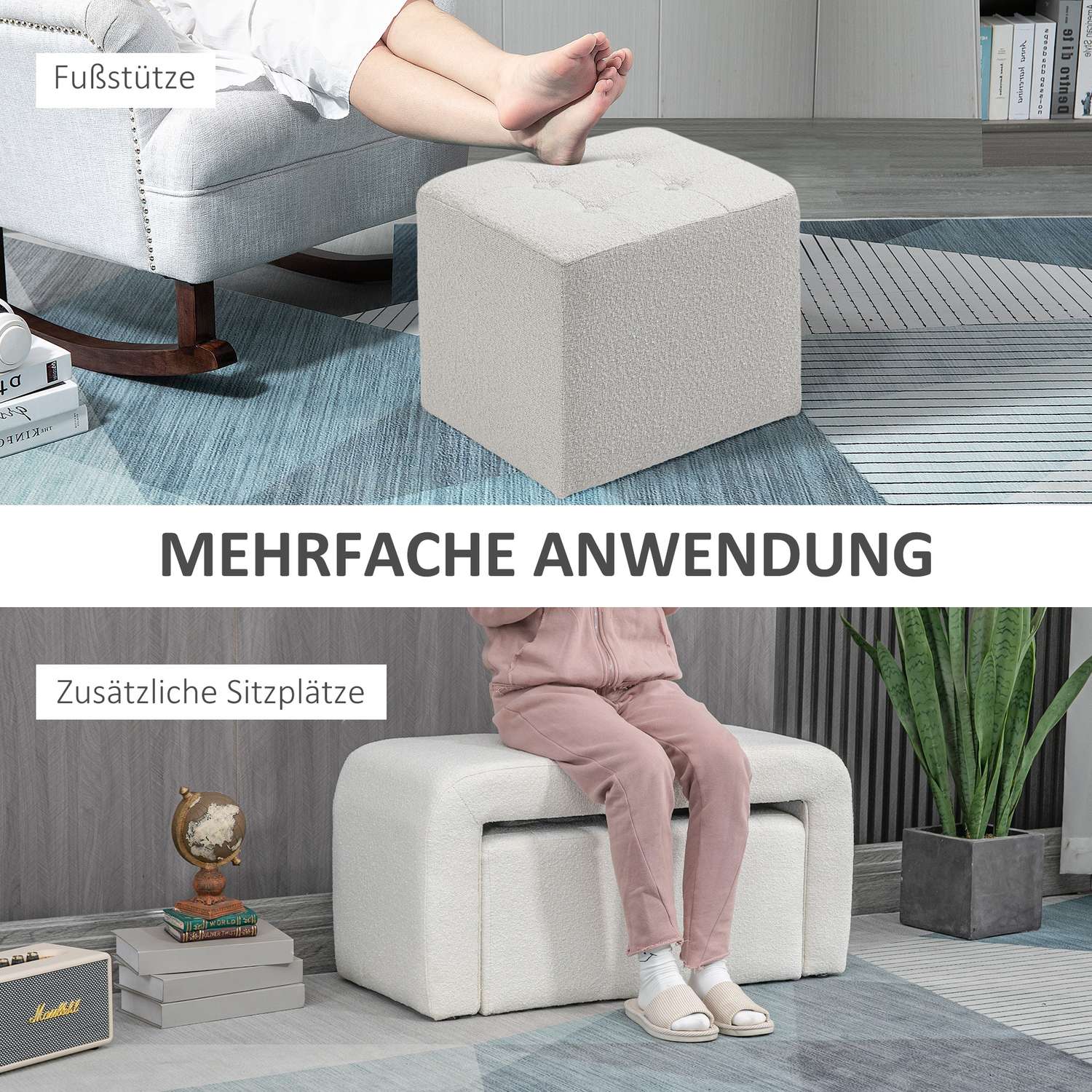 Wit gestoffeerd 3-delig ottomaans zitmeubel voor woonkamer