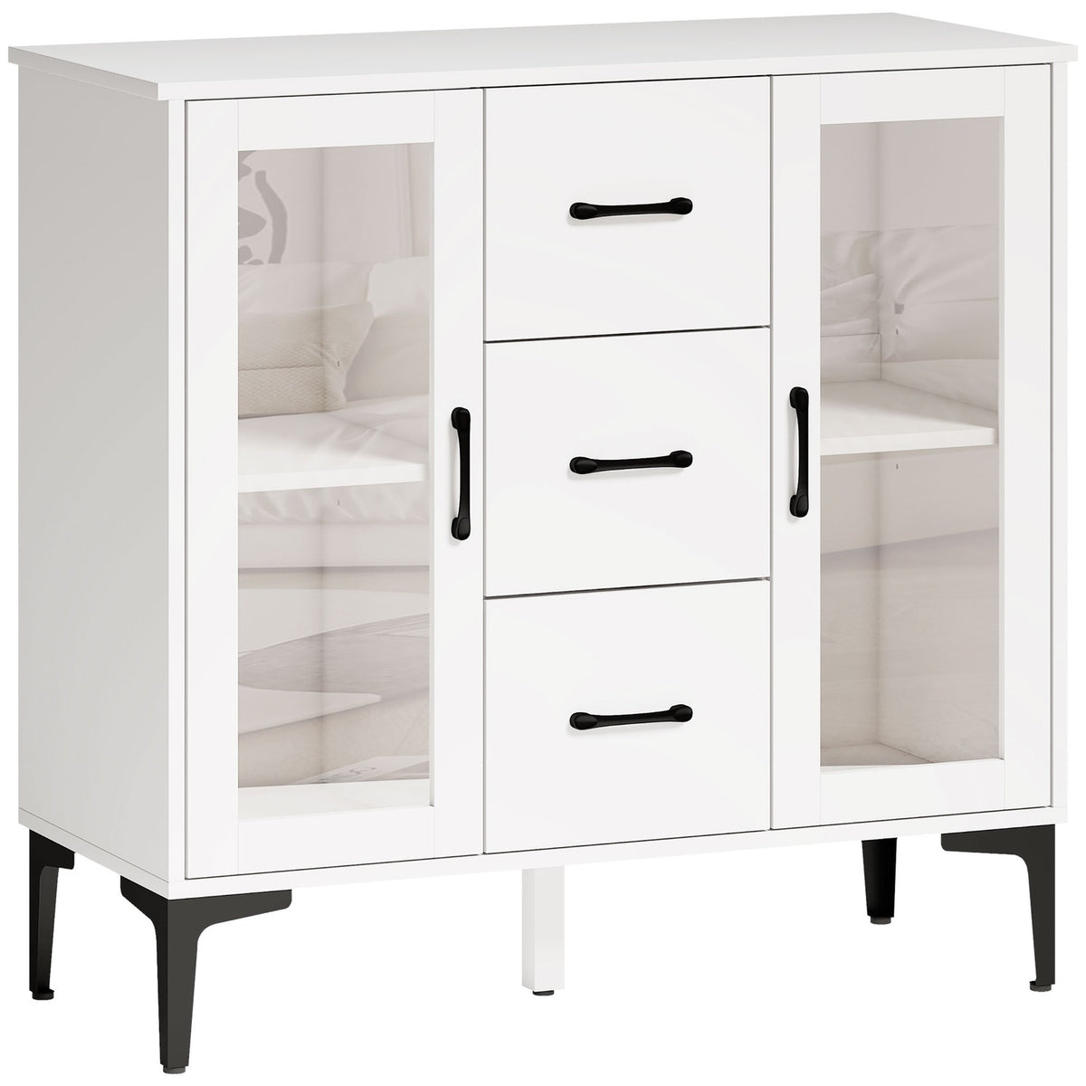 Wit MDF-dressoir met zacht sluitende deuren en laden