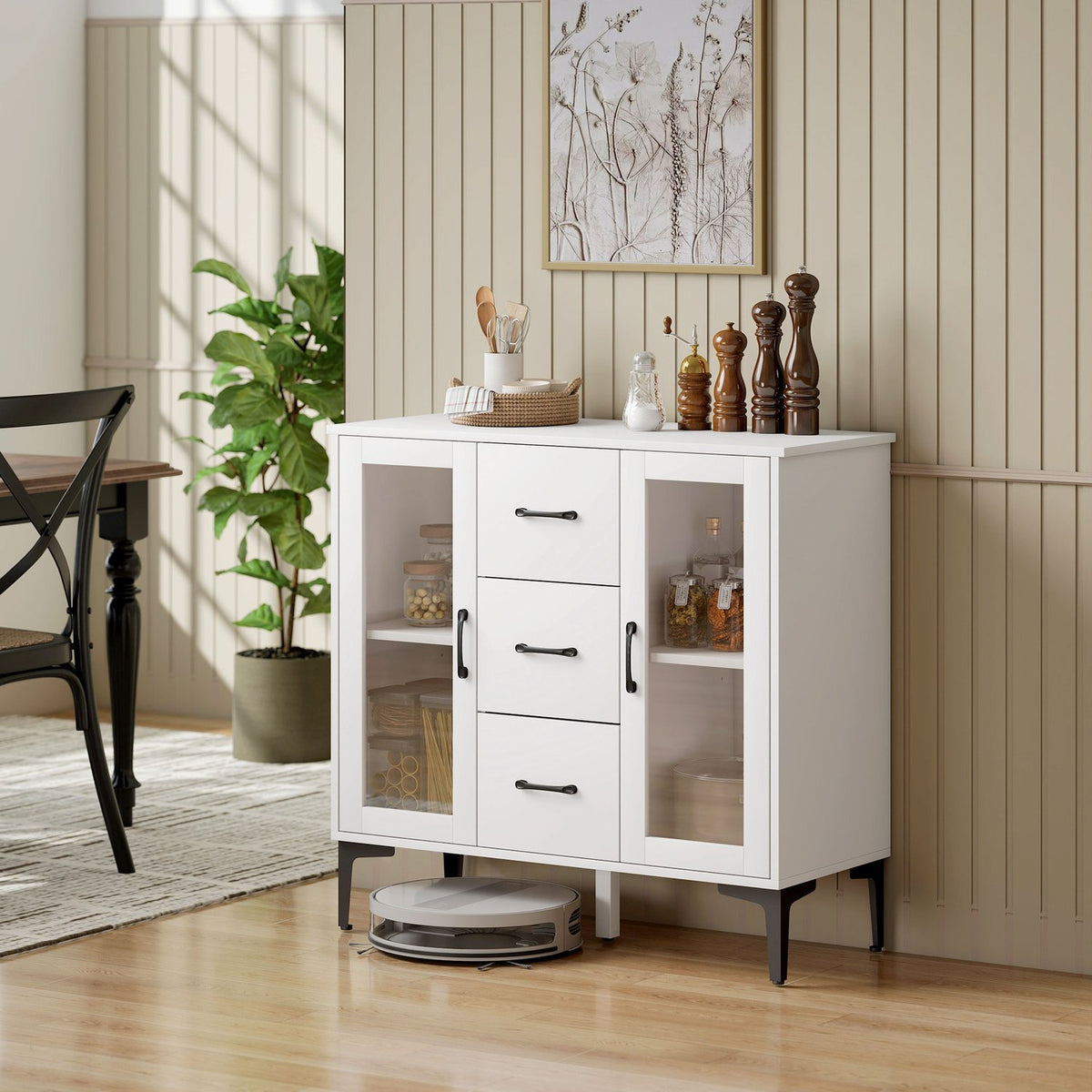 Wit MDF-dressoir met zacht sluitende deuren en laden