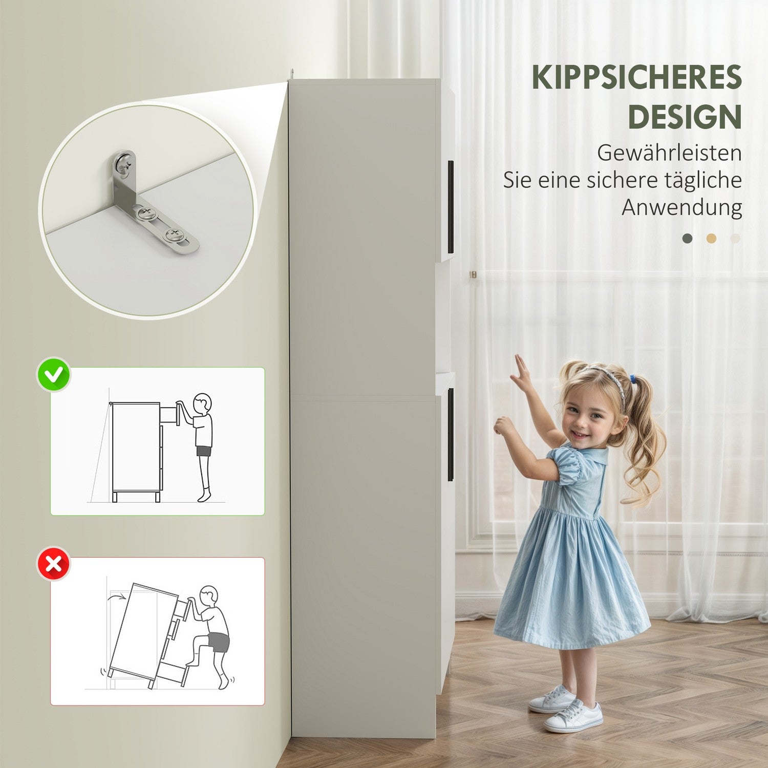 Weisser Küchen-Hochschrank, softschliessende Türen, Mikrowellenablage