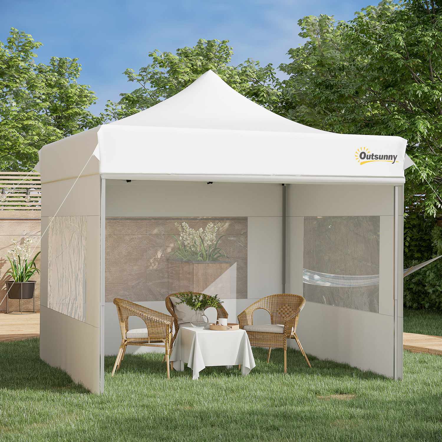 Witte pop-up partytent, waterdicht, 300 x 300 cm