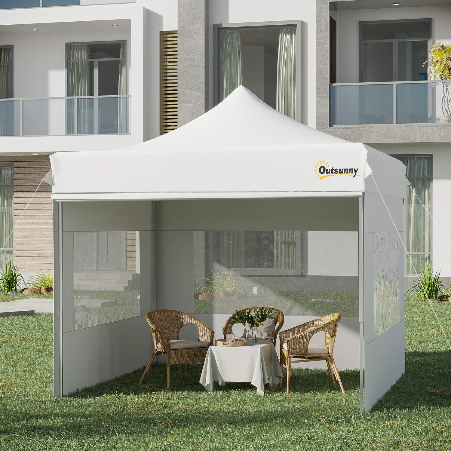 Witte pop-up partytent, waterdicht, 300 x 300 cm