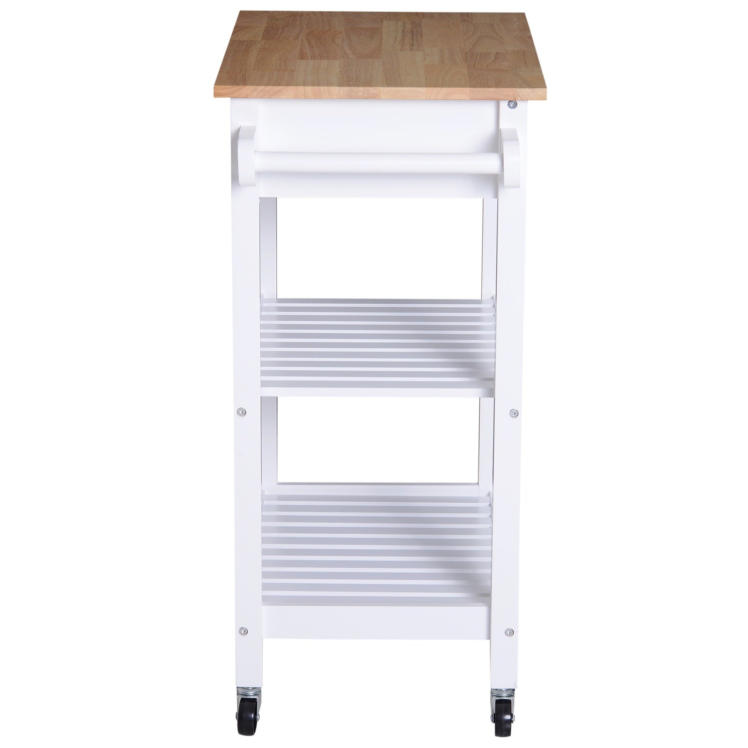 Witte houten keukentrolley met lade, 64x39x84,5 cm