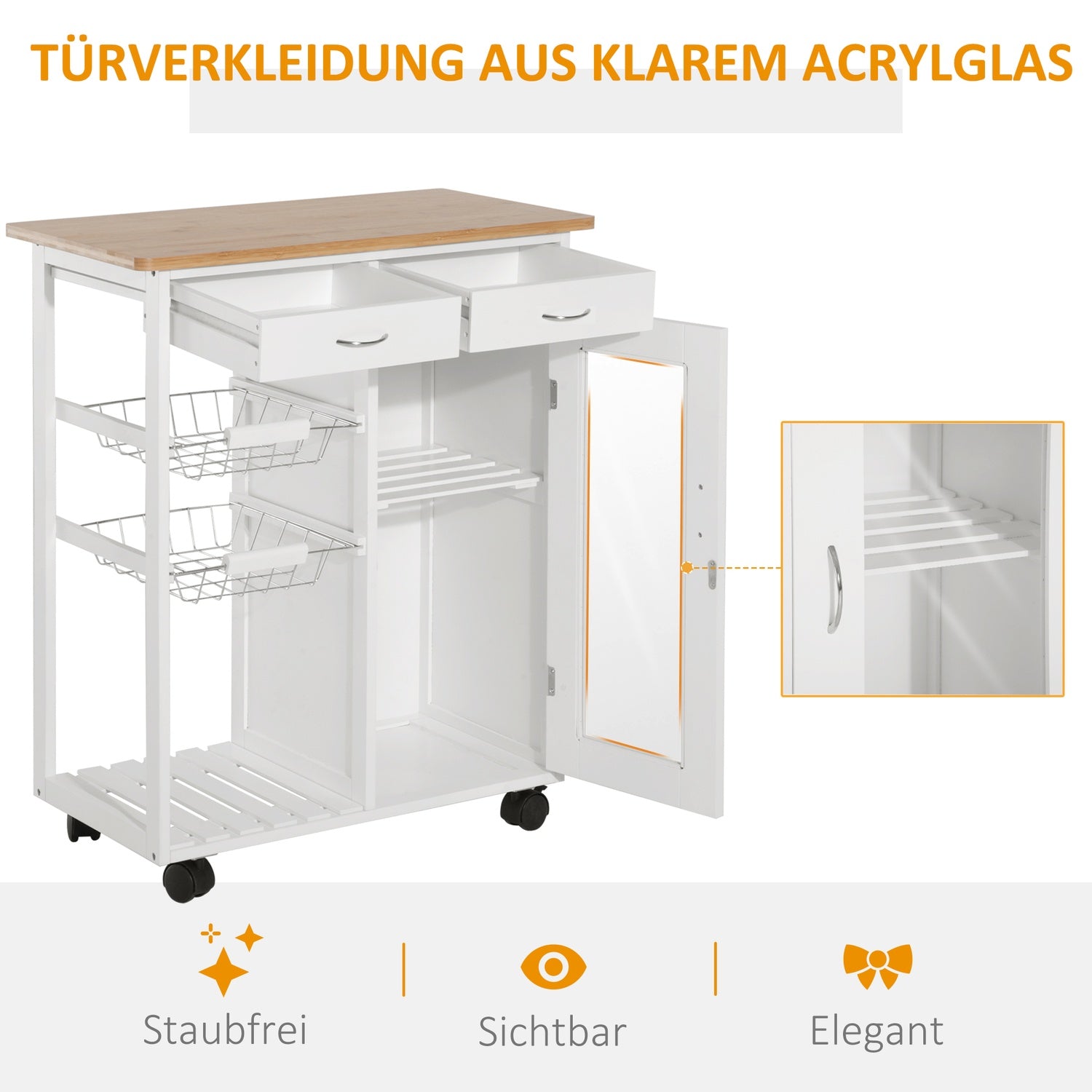 Witte houten keukentrolley – Praktisch en stijlvol design