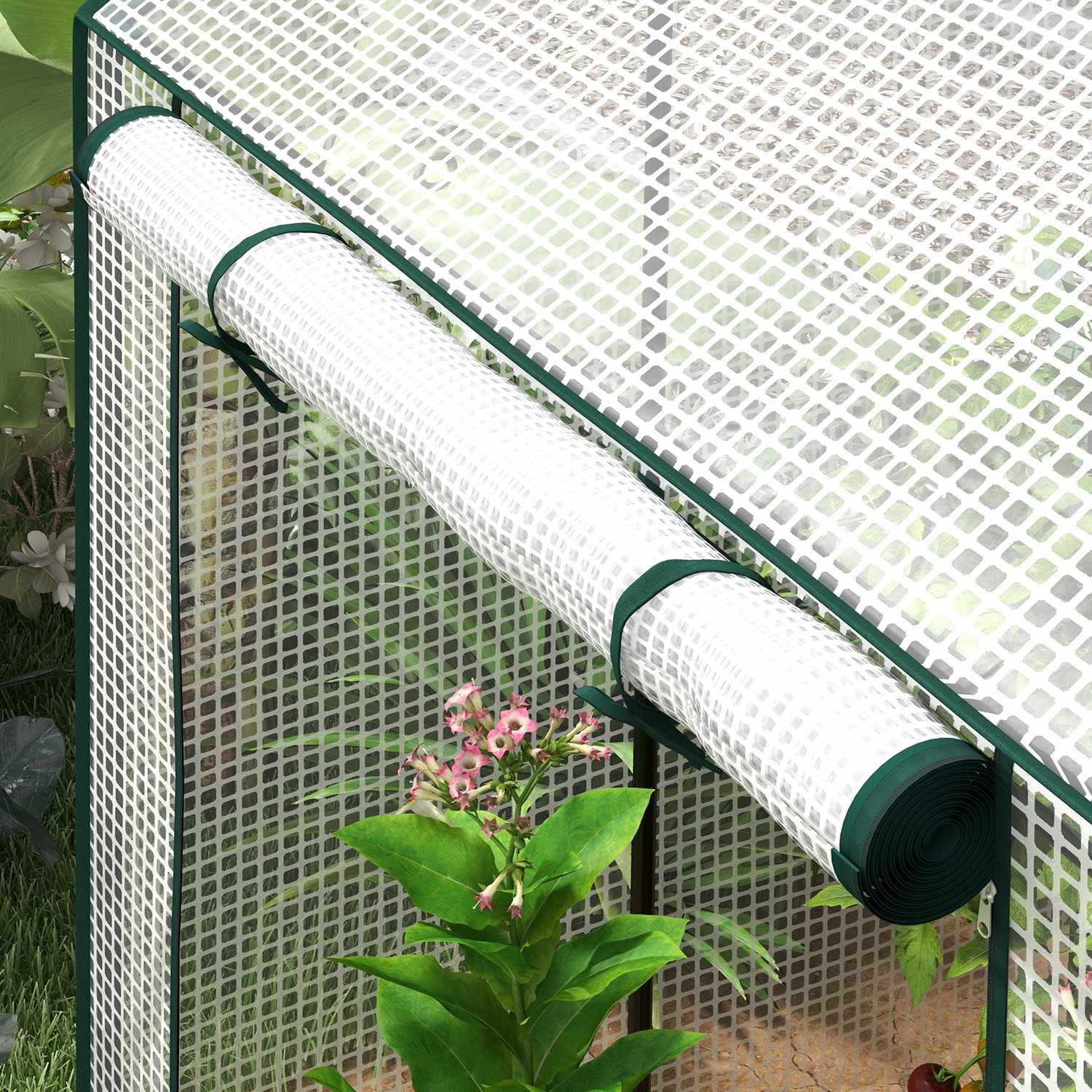 Serre blanche coupe-vent avec doubles portes, 100x80x150 cm