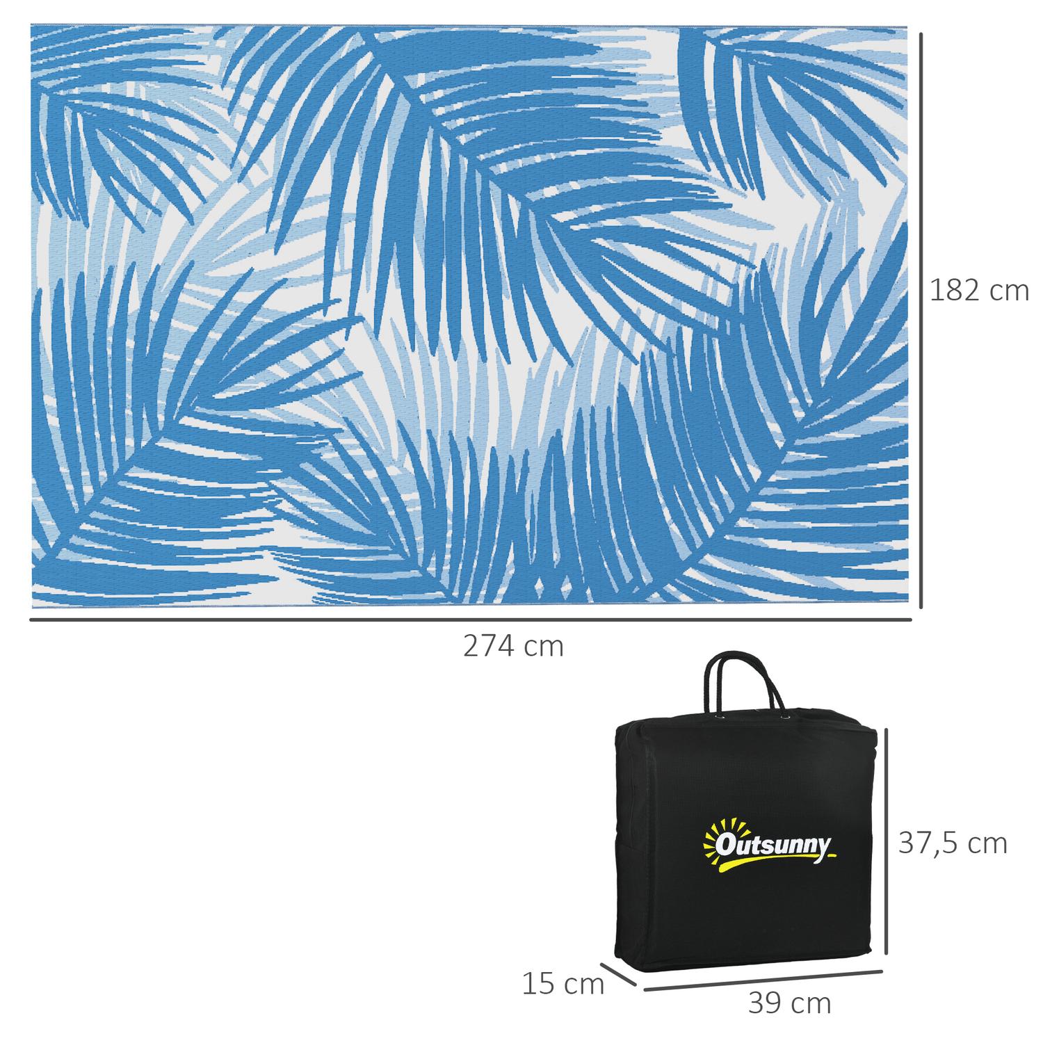 Omkeerbaar buitenkleed met tas, 182x274cm, blauw