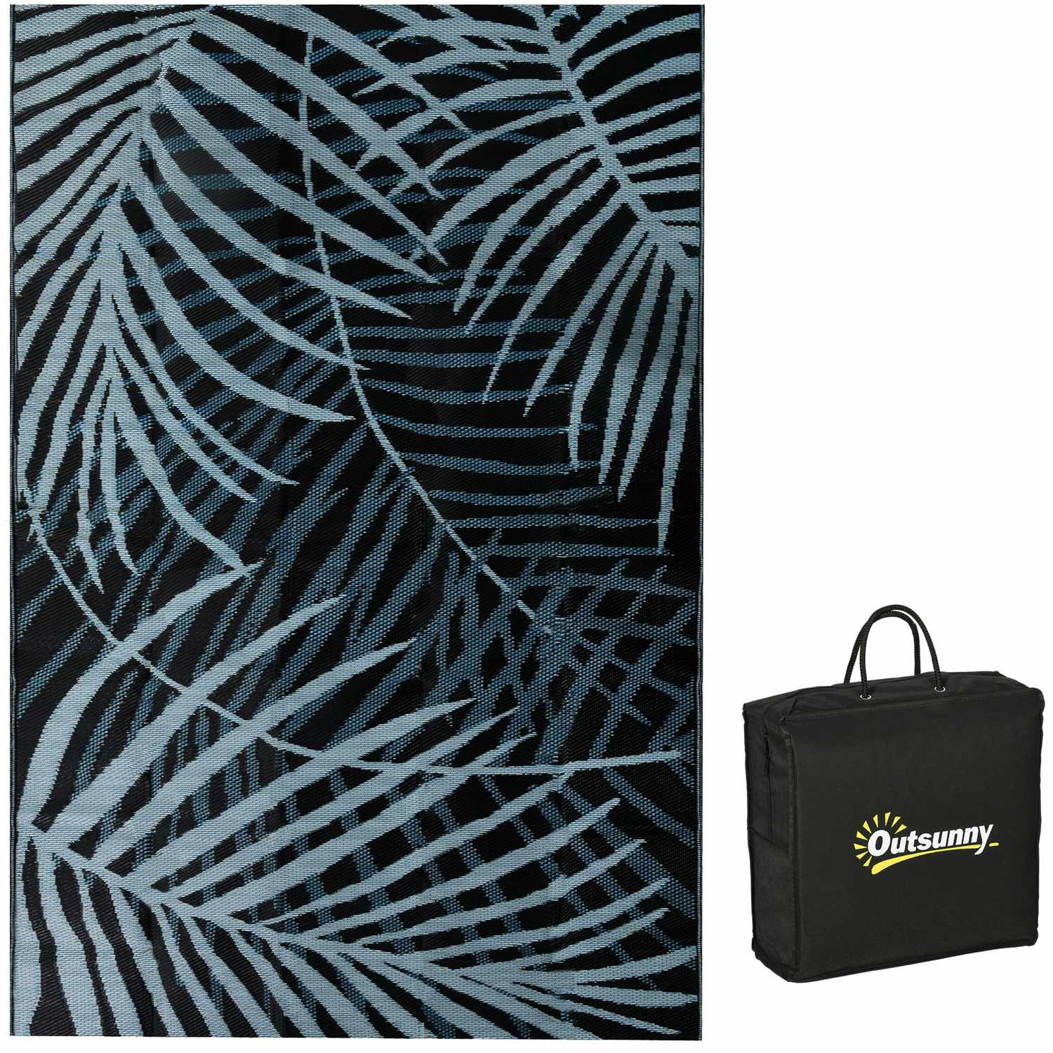 Omkeerbaar waterafstotend buitenkleed, zwart/blauw, 182x274 cm