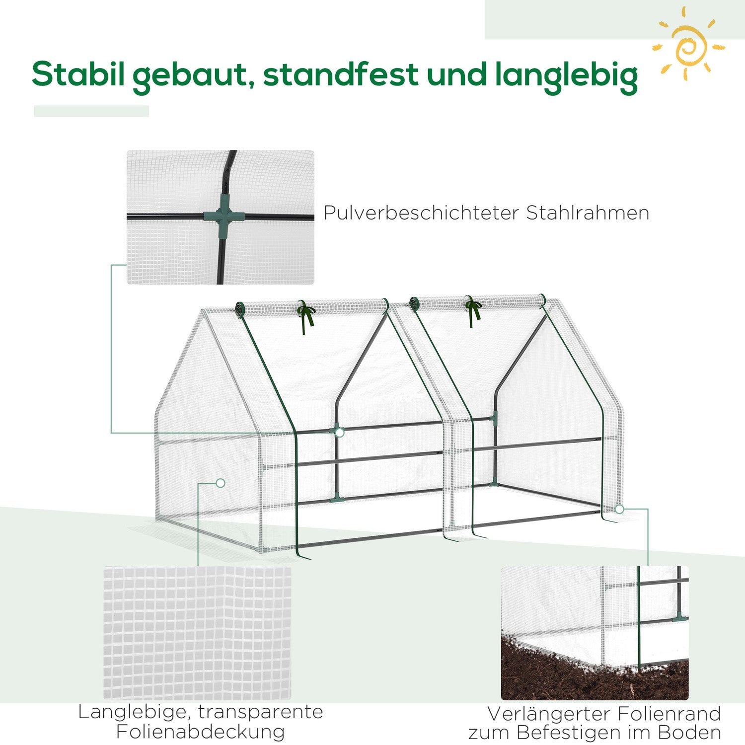 Kasfolie met vensters, 180x90x90 cm, PE Materiaal