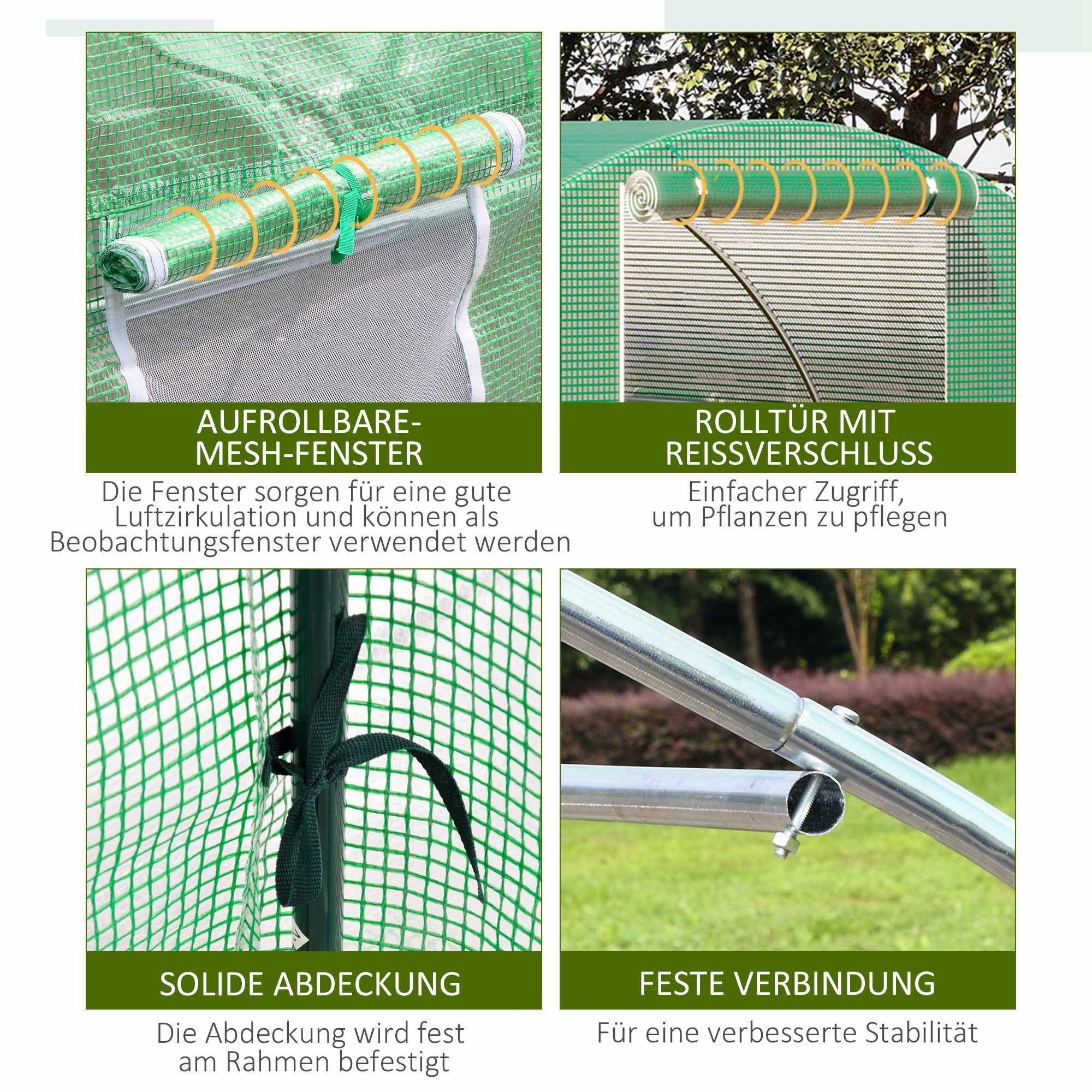 Växthus med fönster, 3x3m, mörkgrönt