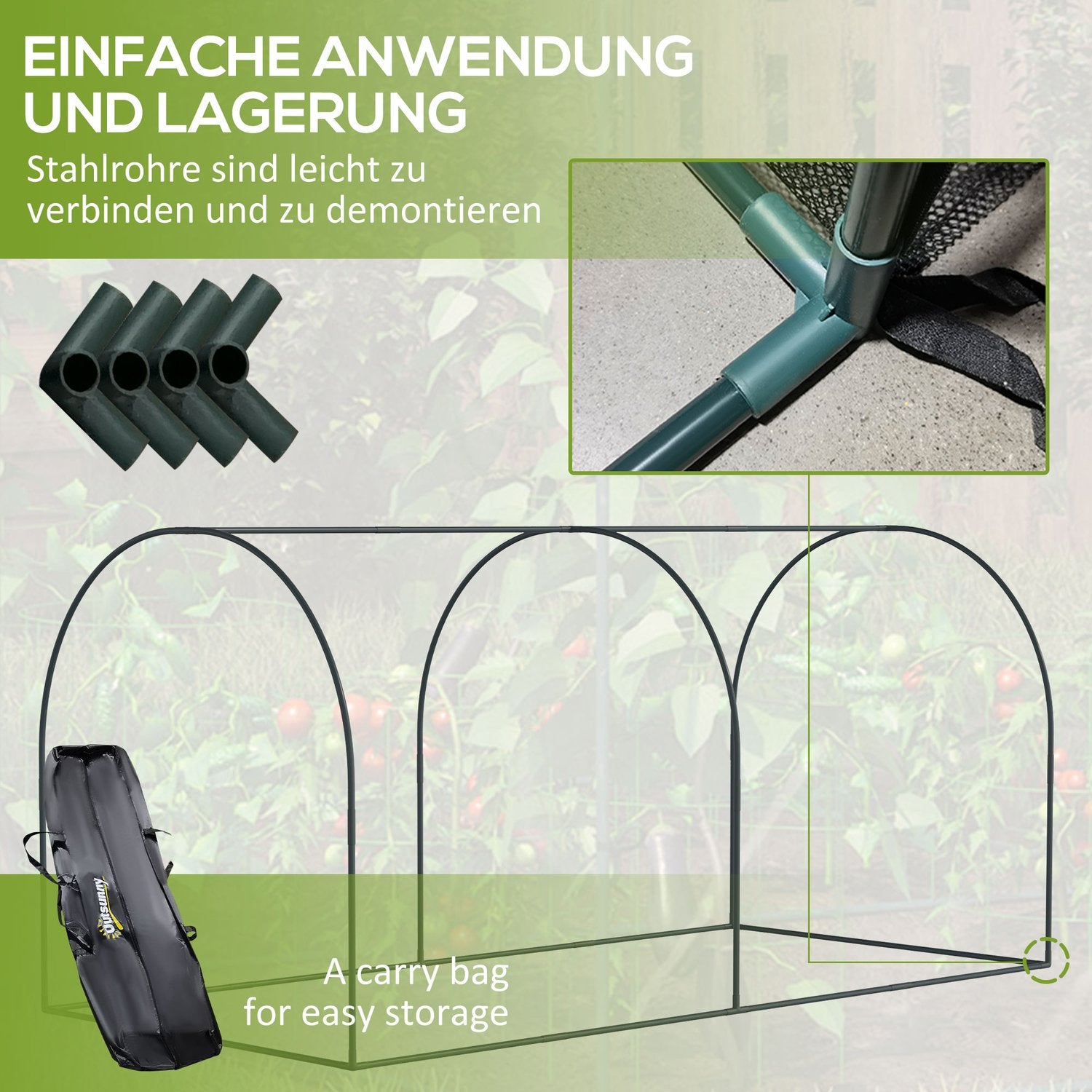 Kweektent met deur – 2,49x1,2 m, Stalen frame