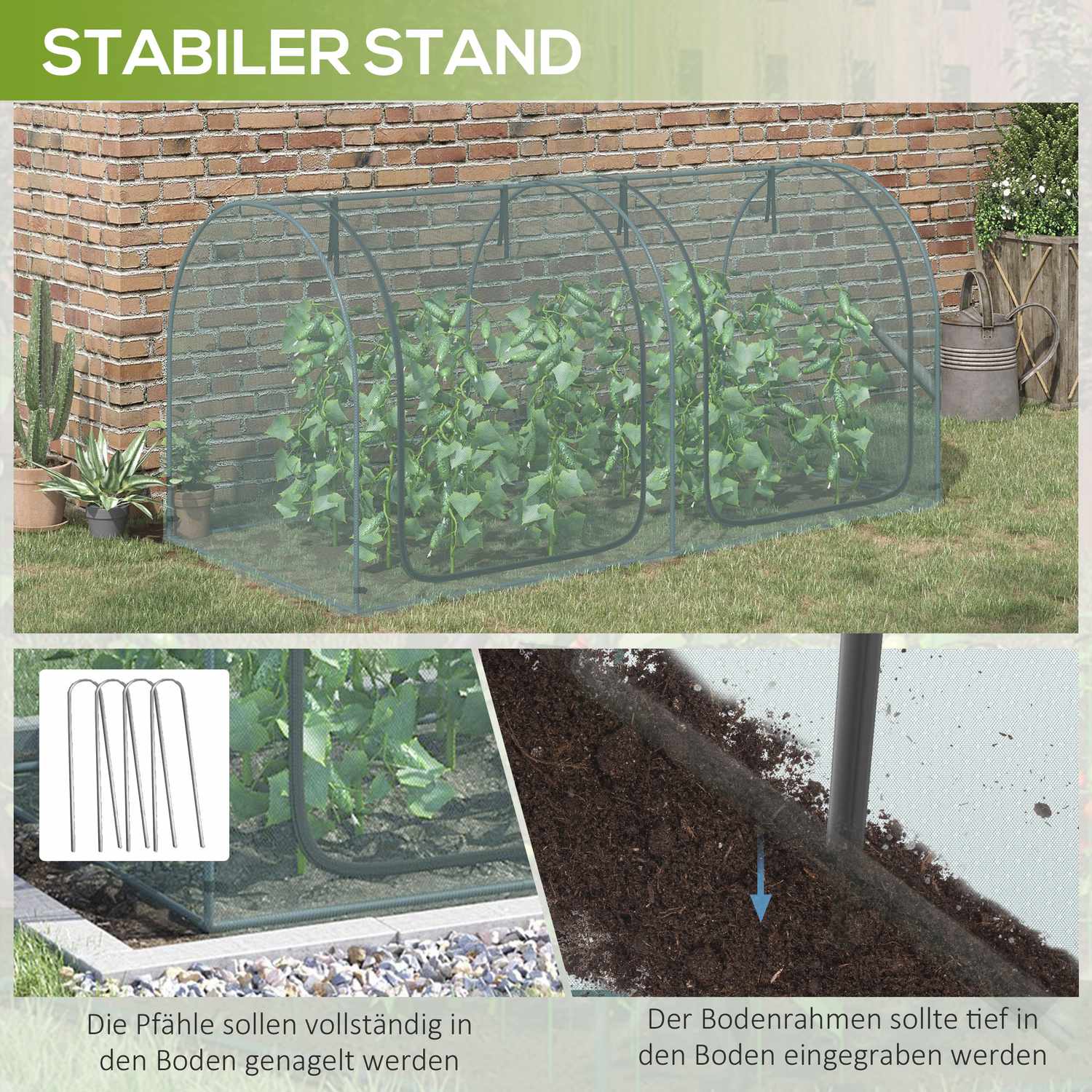 Kweektent met deur – 2,49x1,2 m, Stalen frame
