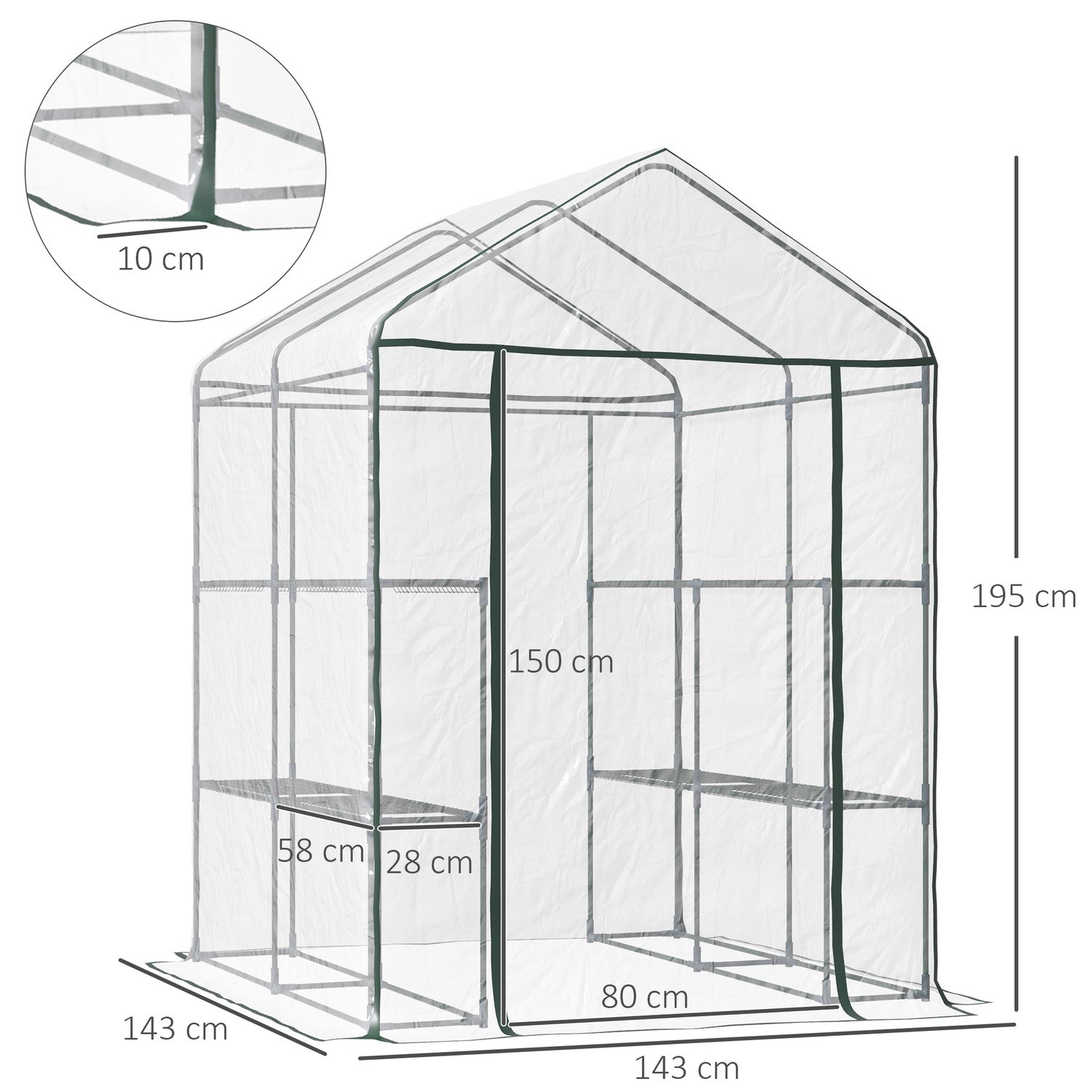 Inloopkas met schappen – Staal PVC-frame
