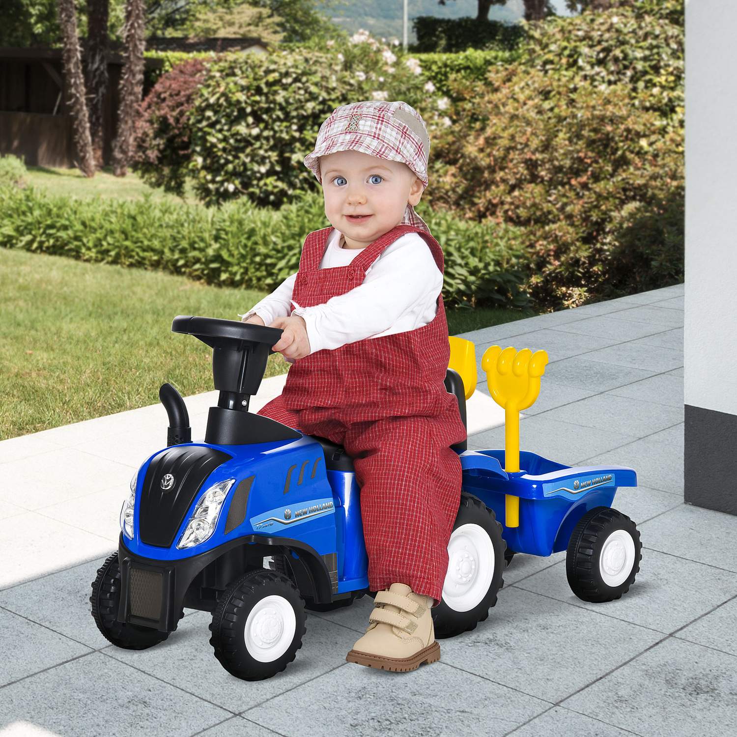 Voiture porteur pour enfant avec klaxon – plastique et métal bleu