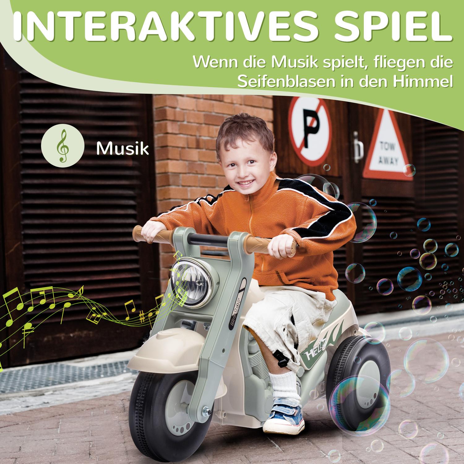Rij-auto met muziek en bellen, Crèmewit, 2-5 jaar